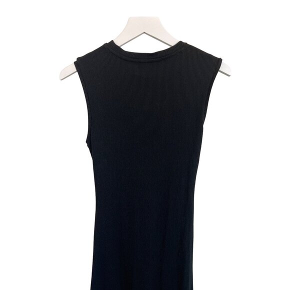 Zara Black Ribbed Ruched Side Detail Dress - Picture 5 of 6